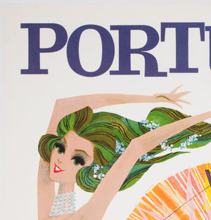 TWA Portugal c1960s Travel Advertising Poster, David Klein - detail