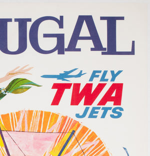 TWA Portugal c1960s Travel Advertising Poster, David Klein - detail