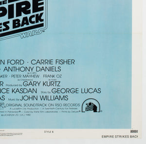 The Empire Strikes Back 1980 US 1 Sheet Style B Film Movie Poster, Tom Jung - detail