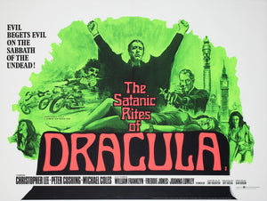 The Satanic Rites of Dracula 1973 UK Quad Film Movie Poster hammer Horror