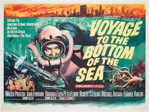 Voyage to the Bottom of the Sea 1961 UK Quad Film Movie Poster, Tom Chantrell